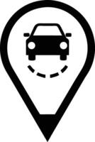 car location pin icon in solid style outline style silhouette design. vector