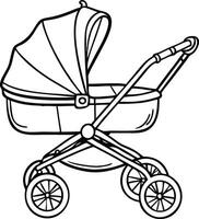 baby stroller icon, outline style design. vector