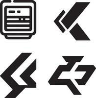 Set of four stylized, abstract technology icons. vector