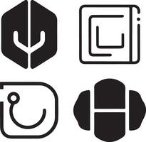 Four Simple Black Line Icons for Various Applications vector
