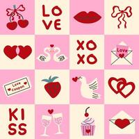 Geometric seamless pattern for Valentine's day. Greeting card with love. Good design for background, textile, packaging, wrapper, cover. vector