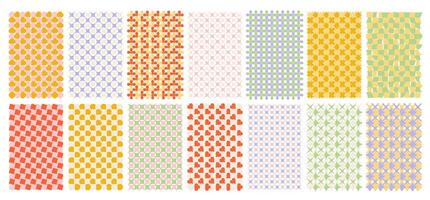 Set of groovy retro backgrounds. Groovy wave psychedelic checkerboard background. Y2k aesthetic. Social media stories template, web banner. vector