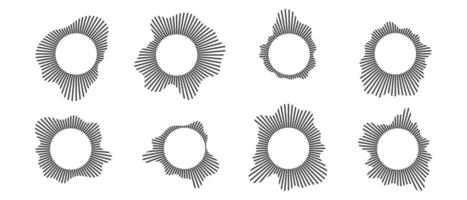 Circular sound waves set, Audio equalizer round wave, Linear rays circular. illustration of isolates on white vector