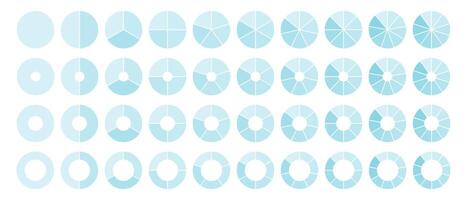 Dividing diagram equal parts from 1 to 10 blue, Cyclical pie chart wheel infographic vector