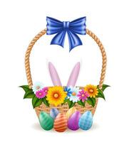 easter eggs and rabbit are an attribute and decoration of the holiday illustration isolated on white background vector