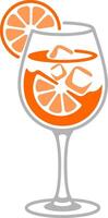 Orange Citrus Cocktail with Ice in Wine Glass vector