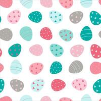 Easter seamless pattern with eggs on a white background vector