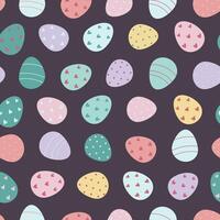 Purple Easter pattern with eggs vector