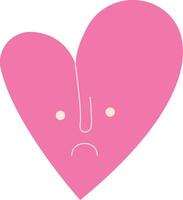 Pink heart with sad face vector
