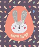 Happy Easter.Greeting card with bunny and eggs vector
