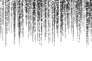 Pixel pattern. Gradient horizontal speed lines with halftone texture. Digital computer game design with square mosaic texture. Comic grid rain on white background. vector