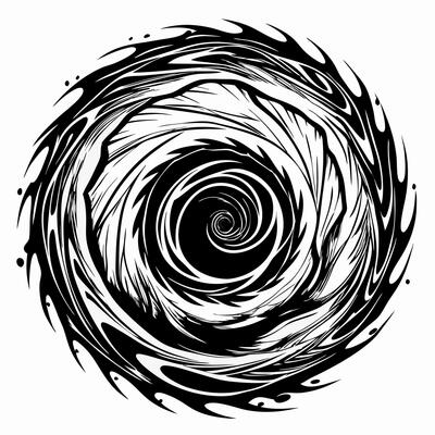 Dynamic Black and White Swirling Abstract Design