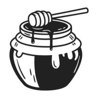 illustration of dripping honey jar with dipper vector