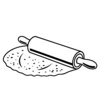 Baking essentials rolling pin flattening dough for cookies or pie kitchen tools and baking preparation vector