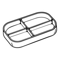 Minimalist rectangular bento lunch box with four compartments vector