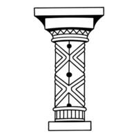 Intricately designed architectural column with geometric patterns vector