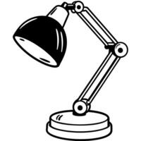 illustration of an adjustable desk lamp, black and white design, modern lighting fixture for workspace vector