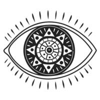 Abstract eye design with geometric patterns and radiating lines vector