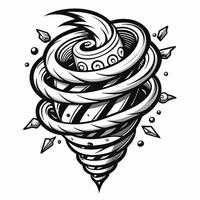 Intricate Monochrome Tornado Tattoo Design with Spirals and Geometric Elements vector