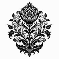 Ornate floral design with intricate black and white symmetrical patterns vector