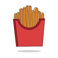 Cartoon Illustration of French Fries in Red Container on White Background vector
