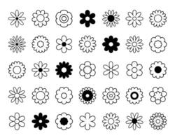 Set of Different Flowers. Collection of Abstract Flowers in Minimalistic Style. vector