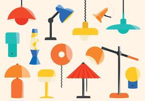 Set of Different Lamp. Collection of Floor, Wall, Table and Ceiling Lamps. vector