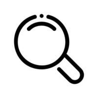 A minimal symbol representing a subject magnifying glass, lens vector