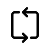 A clear graphic sign related to the theme turn, square Refresh vector