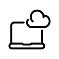 Laptop computer connected to a cloud computing or storage service vector
