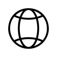 Simplified black outline globe icon with minimal meridian and parallel lines vector