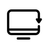 Computer monitor screen with a circular refresh arrow vector