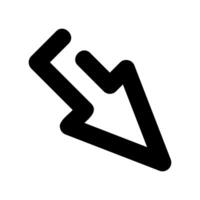 a black and white icon of an arrow pointing down vector