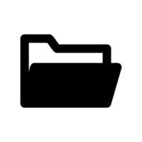 Standard solid black file folder icon for digital document organization vector