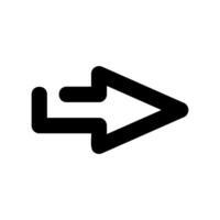 Black outline arrow with a stepped base pointing to the right vector