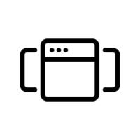 Simple black outline browser window icon enclosed within square brackets symbol vector