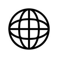 Black wireframe earth globe icon often used for language selection menu vector