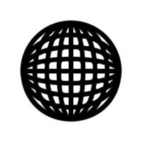 Outline globe icon featuring a dense mesh grid of longitude parallels vector