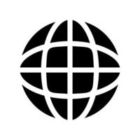 Solid black globe symbol with grid commonly used for internet or language options vector