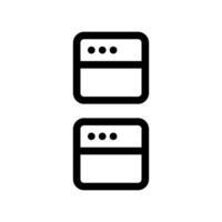 Outline symbol representing two compact application widgets stacked vertically arrangement vector