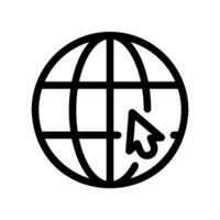 Mouse cursor clicking on a globe icon representing internet access vector