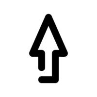 Black outline arrow with a base pointing straight upwards vector
