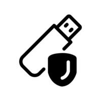 USB flash drive protected by a security shield icon concept vector