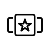 Outline icon with square brackets containing star symbol representing favorite bookmark vector