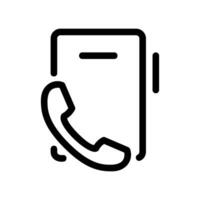 Outline smartphone icon paired with classic telephone receiver indicating call function vector
