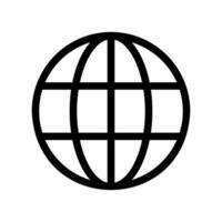 Standard black outline wireframe globe icon representing internet and global connectivity concepts vector
