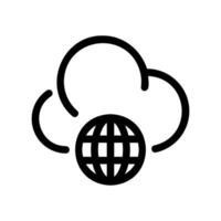 Globe symbol integrated within cloud icon representing global cloud network vector