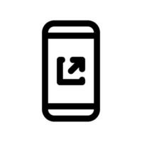Outline smartphone screen displaying an external link or open in new arrow icon vector