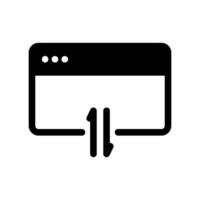 Solid black browser window icon with up and down data transfer arrows vector