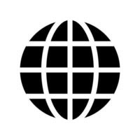 Solid black globe icon with standard white grid lines for internet representation vector